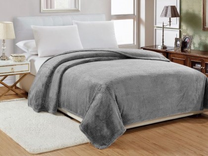 Κουβέρτα Υπέρδιπλη Βελουτέ Γκρι Popcorn Jacquard Flannel Γαρύφαλλο 220x240 | Γαρύφαλλο - Λευκά Είδη